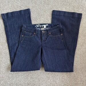 Y2K YMI Premium Flare Jeans Womens 11 Dark Wash Blue Denim Wide Leg Casual Pants